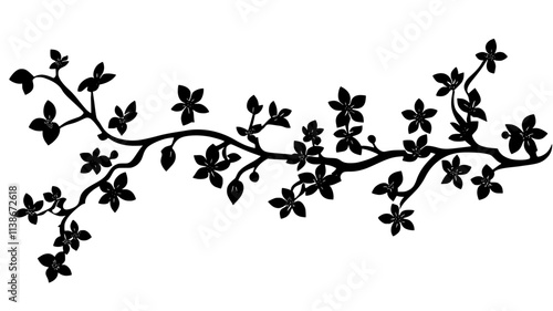 A trailing vine with many small flowers growing along its length, Plant Digital Art