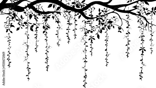 Winter jasmine cascading over a wall with flowers, Plant Digital Art