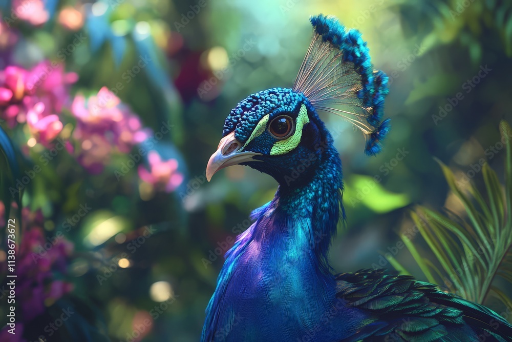 Iridescent Peacock Portrait in Nature Iridescent Peacock Portrait in Nature
