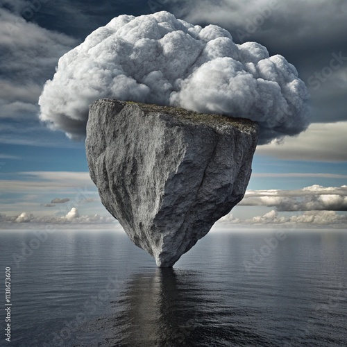 stones clouds water