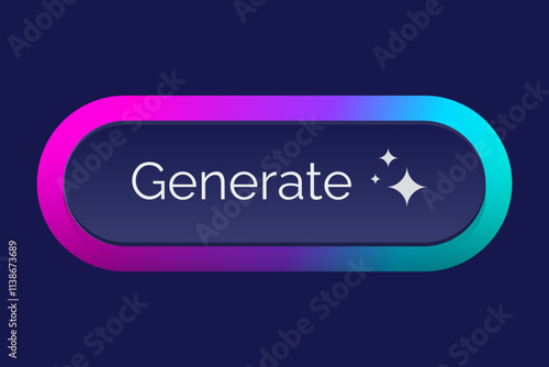 Ai generate button. 3d buttons bar neumorphic ux ui interface design, artificial intelligence sign logotype future technology command prompt online application vector illustration