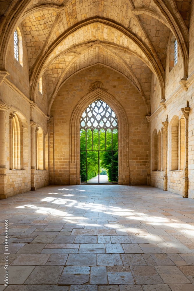 A large stone building with arches and windows in it A large stone building with arches and windows in it