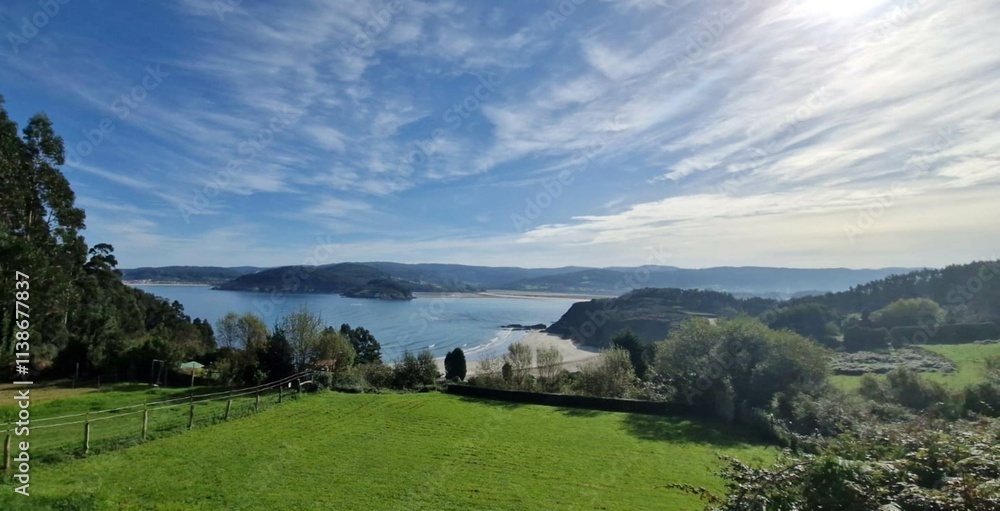 Fototapeta premium Panorámica del mar en Cariño, Galicia