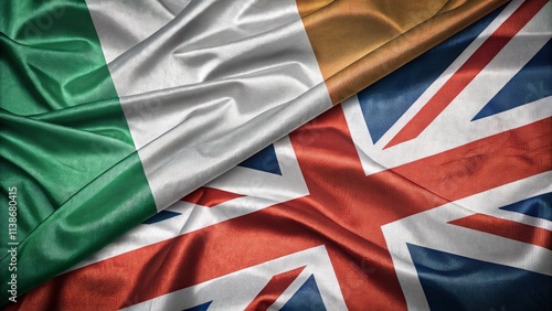 Crossed Irish and British Flags Representing Friendship and Diplomacy photo