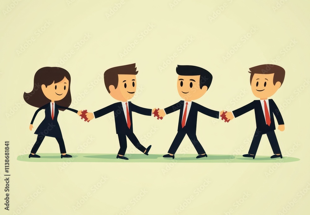Business team working together to connect puzzle pieces Diverse office workers helping each other with a jigsaw game on a pastel background Generative AI Business team working together to connect puzzle pieces Diverse office workers helping each other with a jigsaw game on a pastel background Generative AI