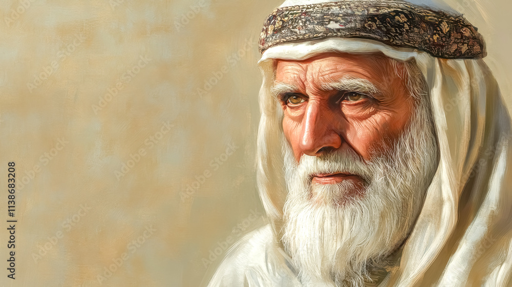 Portrait of wise elderly arab man wearing traditional clothing Portrait of wise elderly arab man wearing traditional clothing