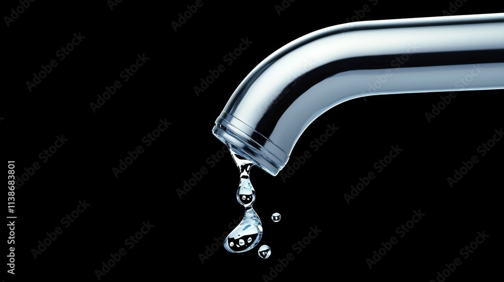 Captivating Close-Up of Water Dripping from a Metal Faucet Captivating Close-Up of Water Dripping from a Metal Faucet