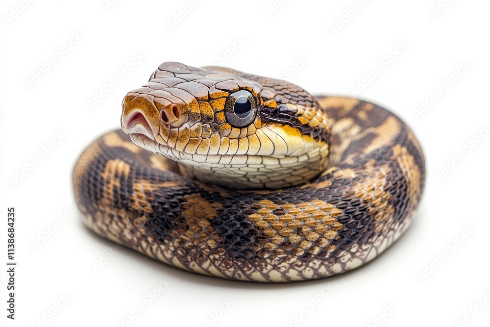 Fototapeta premium Close-up of a coiled snake, intricate scales.