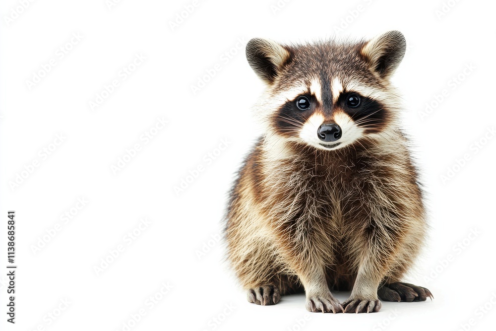 Adorable Raccoon Posing Against White Background Adorable Raccoon Posing Against White Background