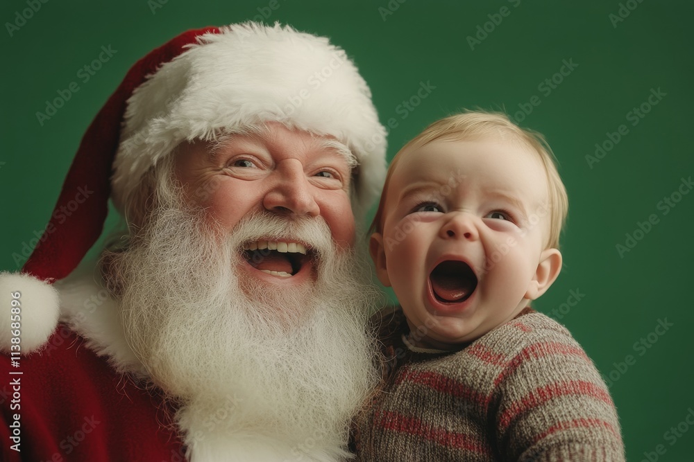 Isolated white baby boy in gift giver’s lap on green background. Joyful yule, pretty baby boy! copyspace. Christmas kid design. Santa claus sitting child design. Cute kid with santa. Isolated white baby boy in gift giver’s lap on green background. Joyful yule, pretty baby boy! copyspace. Christmas kid design. Santa claus sitting child design. Cute kid with santa.
