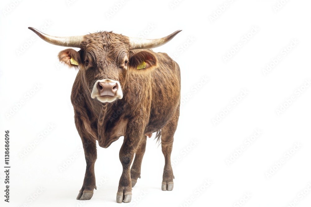 Majestic brown bull, isolated on white. Majestic brown bull, isolated on white.