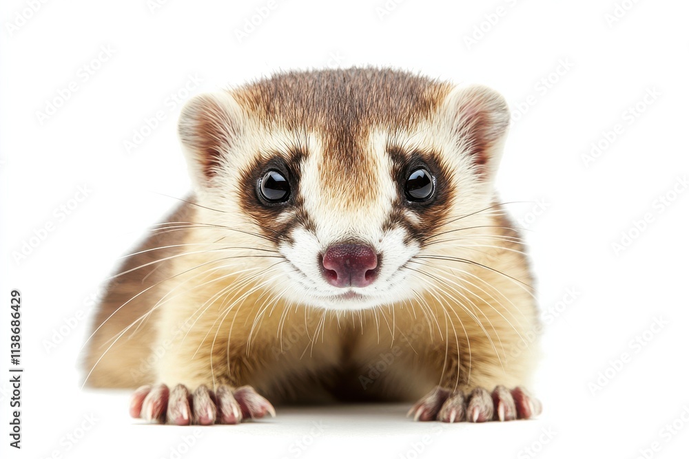 Adorable weasel portrait against white background Adorable weasel portrait against white background