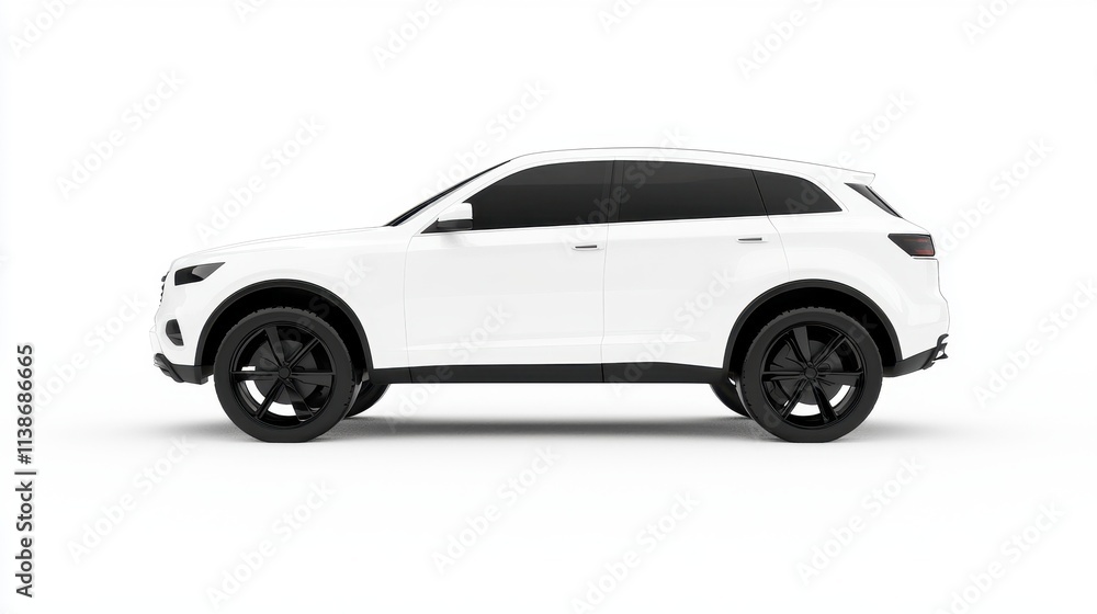 Sleek White SUV with Black Accents on a Minimalist Background Sleek White SUV with Black Accents on a Minimalist Background