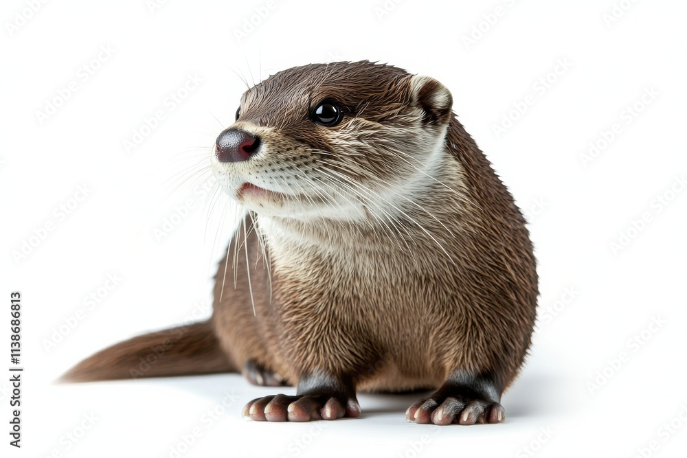 Adorable otter pup on white background Adorable otter pup on white background