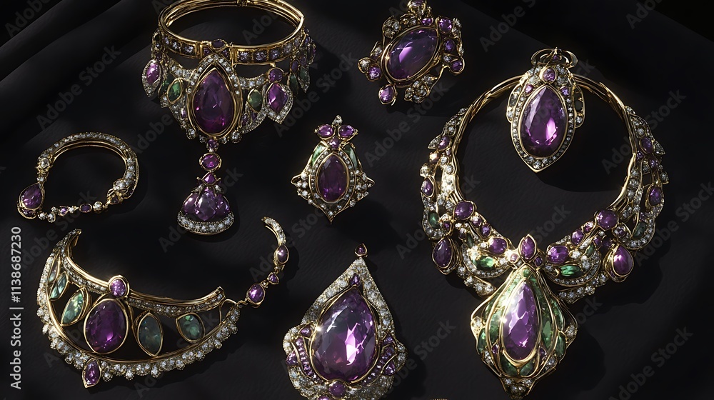 Elegant Jewelry Collection Catalog Page Featuring Stunning Designs and Sparkling Gems