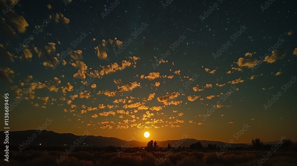 A serene landscape featuring a sunset over mountains and a vast expanse of clouds in shades of orange, yellow, blue, and green. A serene landscape featuring a sunset over mountains and a vast expanse of clouds in shades of orange, yellow, blue, and green.