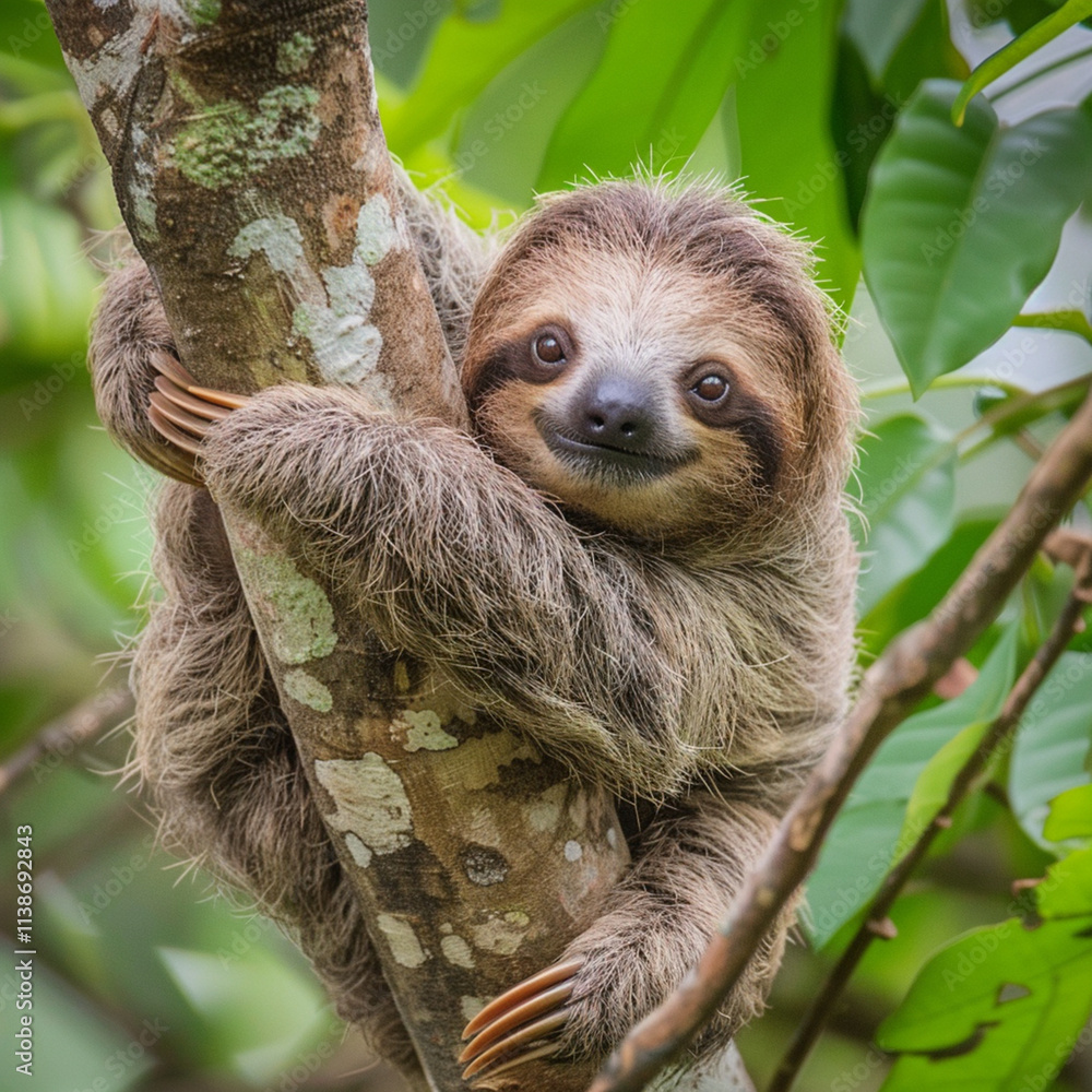 Fototapeta premium Baby Sloth in Tree in Costa Rica