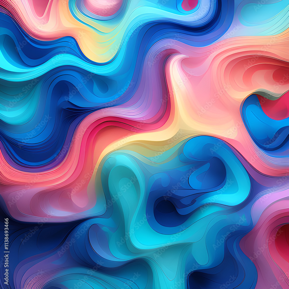 Fototapeta premium Liquid gradient mesh. Abstract wavy background. Color blend. Modern blurred texture. Liquid vibrant color flow. Template for posters, ad banners, brochures, flyers, covers, websites. 8k quality. gener