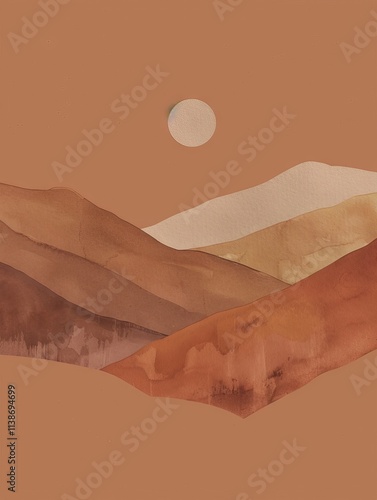 PANTONE 17-1230 Mocha Mousse Nordic Abstract Minimalist Art