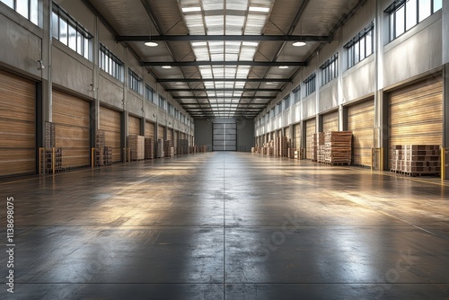 Wallpaper Mural Realistic warehouse interior with pallets and open space during daylight hours Torontodigital.ca