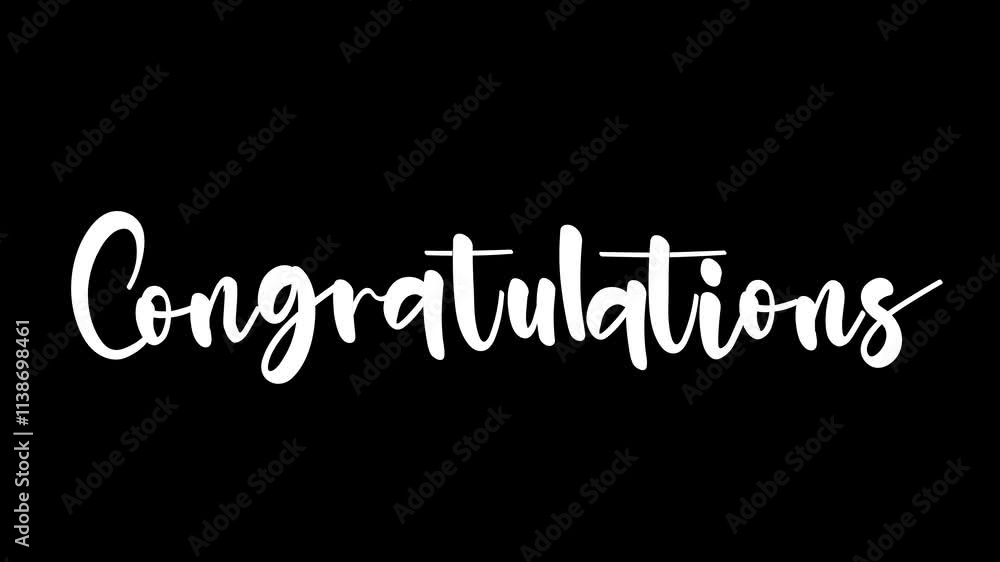 White Congratulations text animated lettering handwritting on black background. . deal for celebratory occasions such as graduations, promotions, or achievements. Perfect for digital invitations. White Congratulations text animated lettering handwritting on black background. . deal for celebratory occasions such as graduations, promotions, or achievements. Perfect for digital invitations.