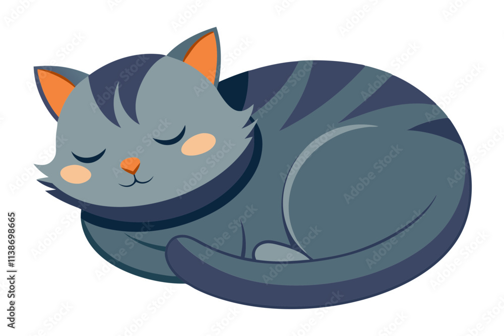 Peaceful Sleeping Cat Elegant Vector Illustration Peaceful Sleeping Cat Elegant Vector Illustration