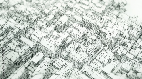 Hand-Drawn Cityscape Illustration with Copy Space