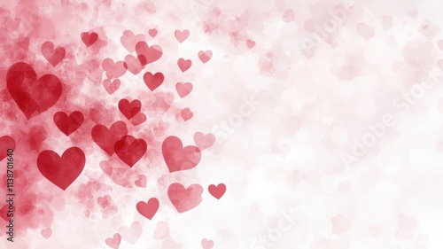 Romantic bokeh heart lights cozy atmosphere digital art soft pink and red shades whimsical concept