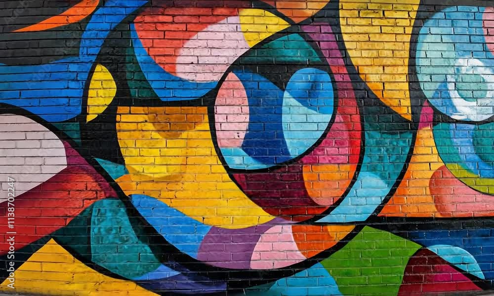 Abstract Colorful Graffiti Mural on Brick Wall Abstract Colorful Graffiti Mural on Brick Wall