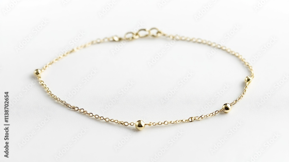 Delicate Gold Chain Bracelet with Round Beads and Minimalist Design Delicate Gold Chain Bracelet with Round Beads and Minimalist Design
