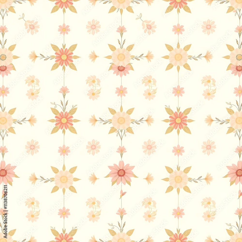 Floral Pattern: Delicate pastel flowers create a charming and elegant seamless pattern, perfect for adding a touch of whimsy to any design. Floral Pattern: Delicate pastel flowers create a charming and elegant seamless pattern, perfect for adding a touch of whimsy to any design.