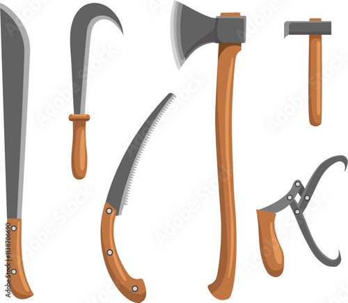 Cartoon lumberjacks handle instruments