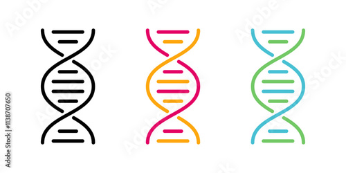 DNA icon. Genetic molecule vector illustration. Genome biology colorful spiral chromosome symbol. Molecular helix biotechnology pictogram. Chemistry sign. Gene medicine evolution concept.