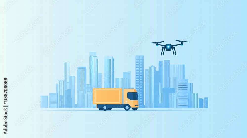 Obraz premium Efficient Delivery Solutions with Drones for Autonomous Transportation in Urban Areas