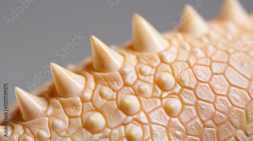 Intricate reptile scales in close-up reveal texture and detail with delicate spikes, a natural marvel. photo