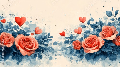 Romantic heart and soft pink roses create a lovely atmosphere for celebrations