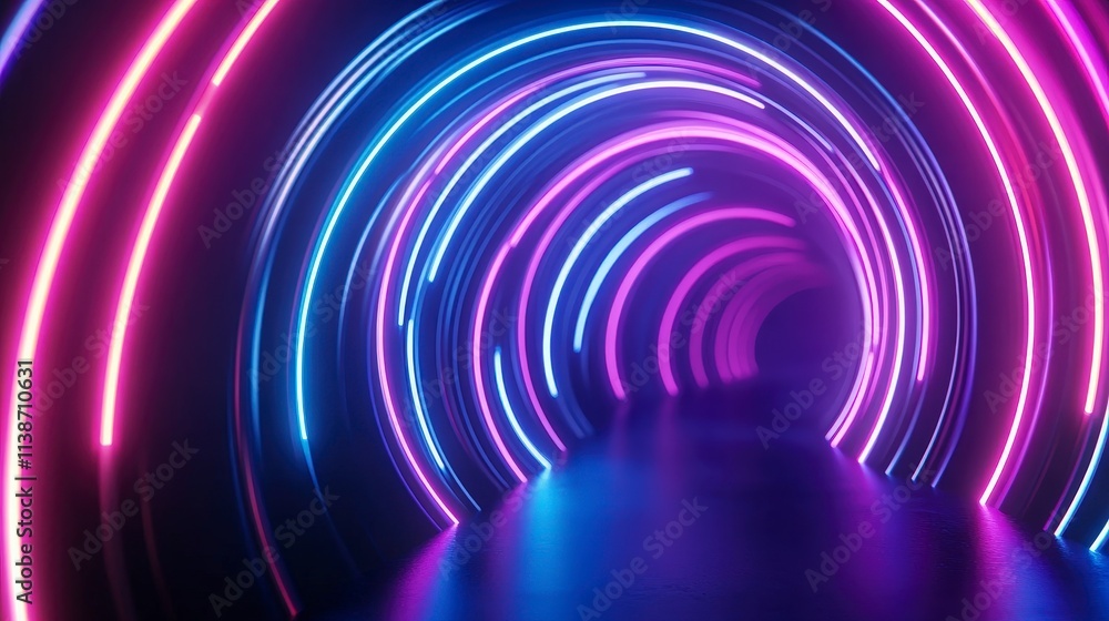 Vibrant light tunnel experience urban setting digital art illuminated environment abstract view Vibrant light tunnel experience urban setting digital art illuminated environment abstract view