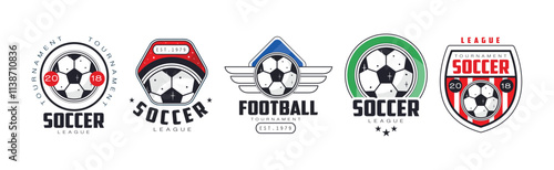 Football League Badge and Logo Design Vector Set
