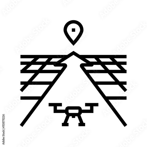 flight path arrow unmanned aerial vehicle line icon vector. flight path arrow unmanned aerial vehicle sign. isolated contour symbol black illustration