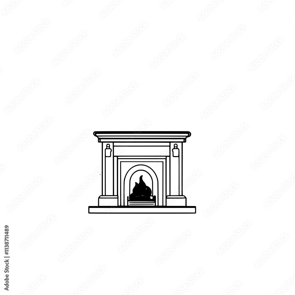 Fototapeta premium A fireplace icon with large mantel