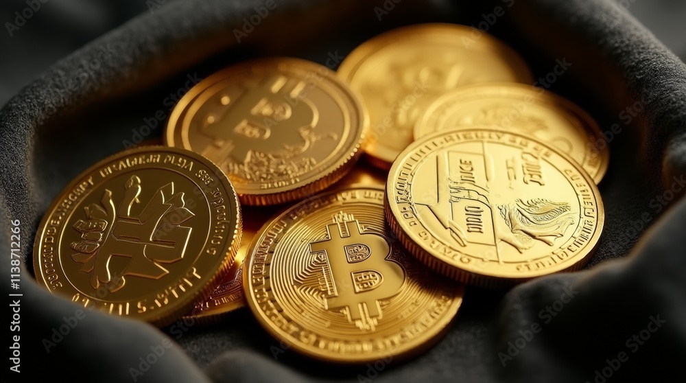 collection of physical gold coins displayed on a dark velvet cloth collection of physical gold coins displayed on a dark velvet cloth