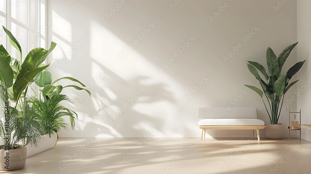 Fototapeta premium Beautiful Modern Living room Interior with furniture's ,mockup frame , posters, wall -3d Rendering