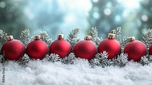 Christmas decorations with snow, festive atmosphere, and warm lights in the b...