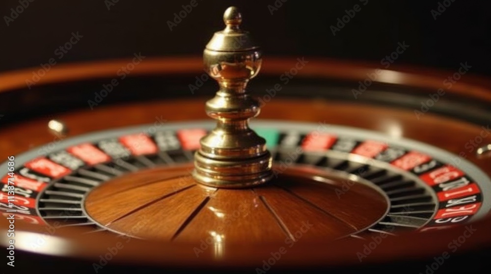 An elegant roulette wheel with a shiny ball, capturing the thrill of casino gaming and the allure of chance. An elegant roulette wheel with a shiny ball, capturing the thrill of casino gaming and the allure of chance.