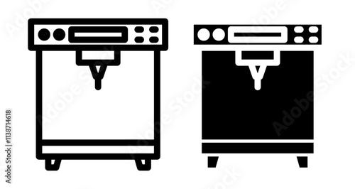 3D printing Icons set in solid and thin line style