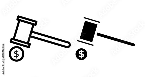 Bankruptcy Icons set in solid and thin line style