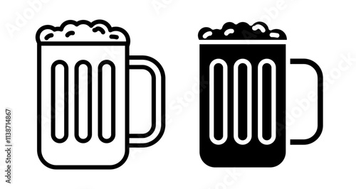 Beer Icons set in solid and thin line style