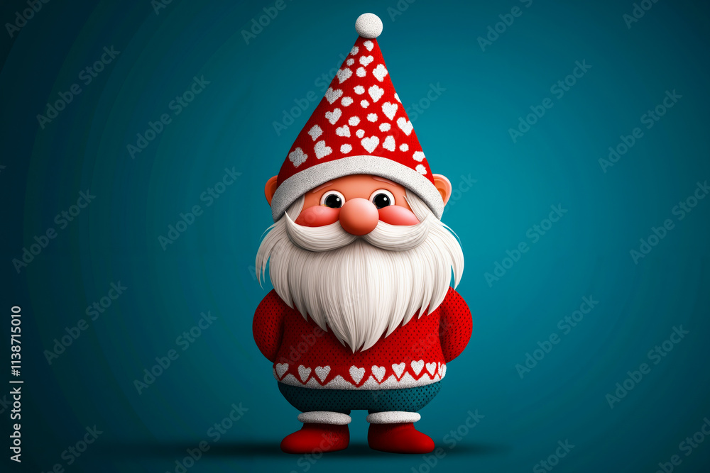 A cartoon gnome wearing a red and white hat and sweater A cartoon gnome wearing a red and white hat and sweater