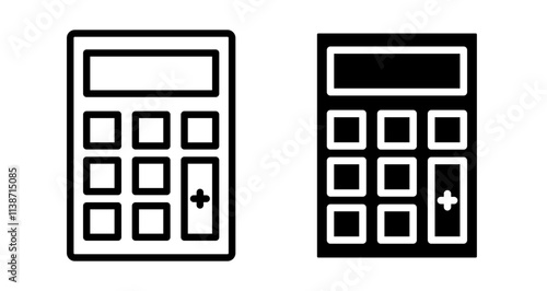 Calculator Icons set in solid and thin line style
