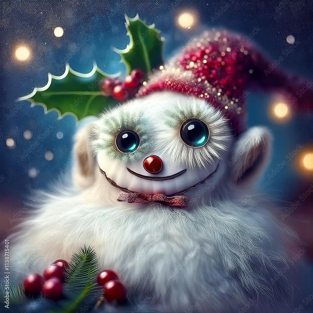 Adorable Winter Monster with Large, Sparkling Eyes Adorable Winter Monster with Large, Sparkling Eyes